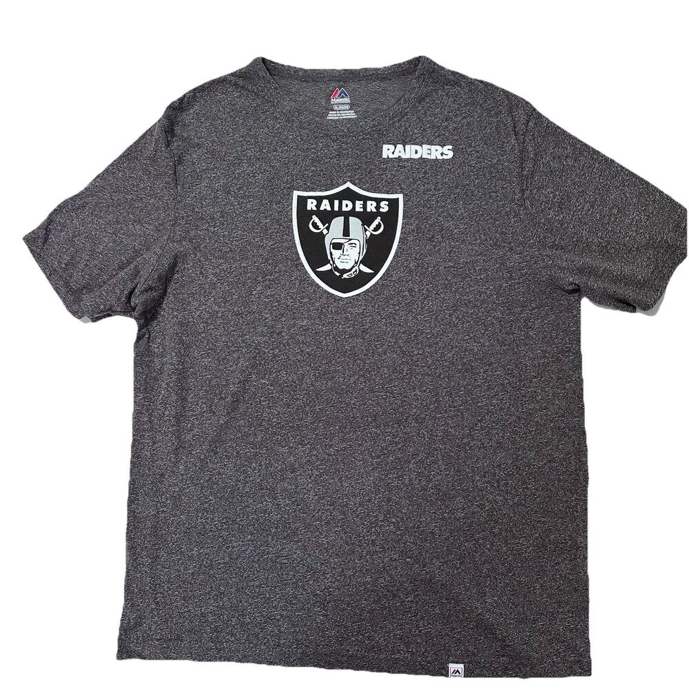 Majestic Raiders NFL T Shirt Mens XL Gray Performance Athletic Football Sports